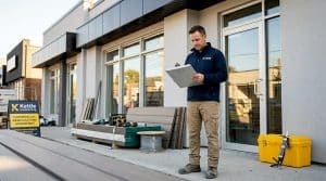 Site manager planning exterior retrofit caulking