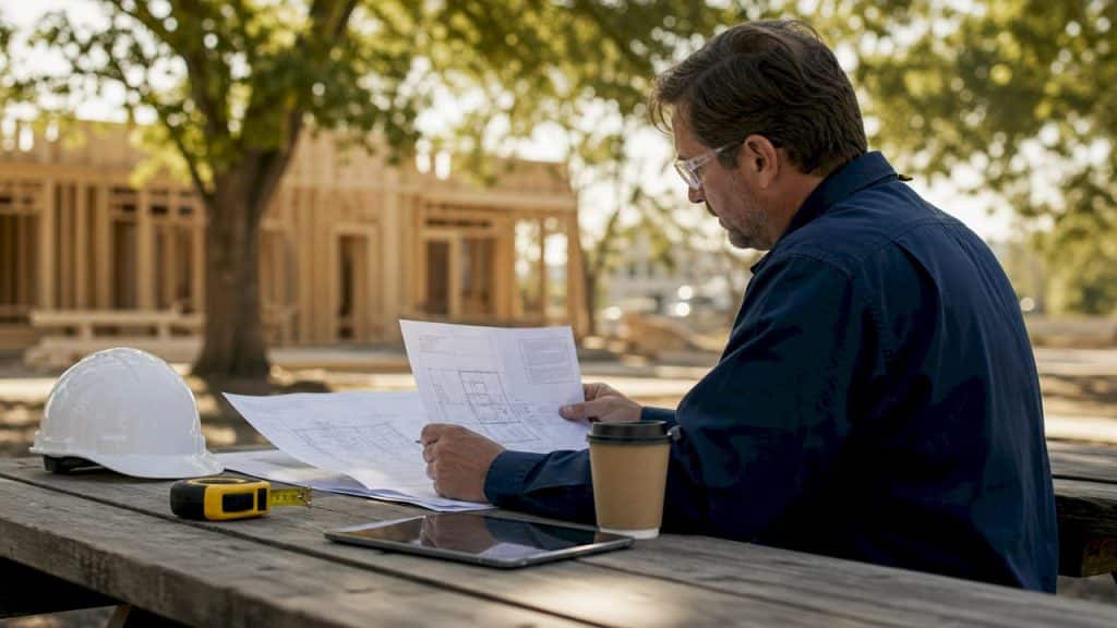 Building inspector reviewing caulking compliance documents