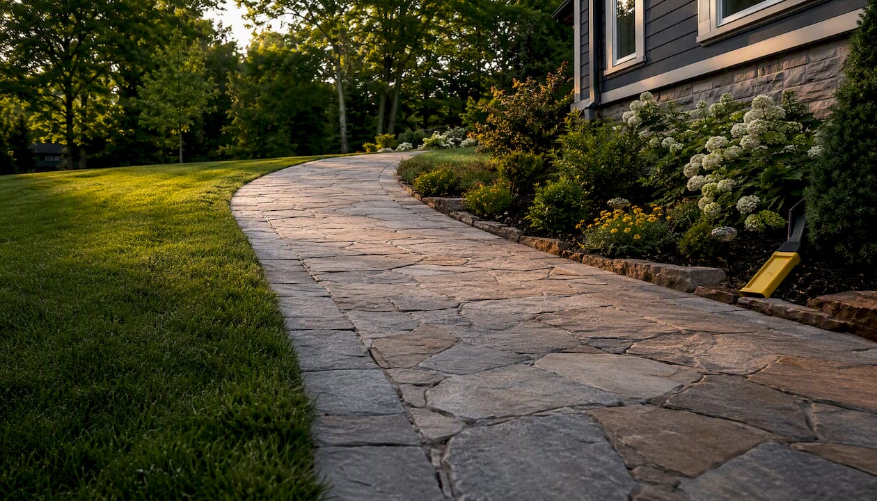 Sloped driveway grading directing water away