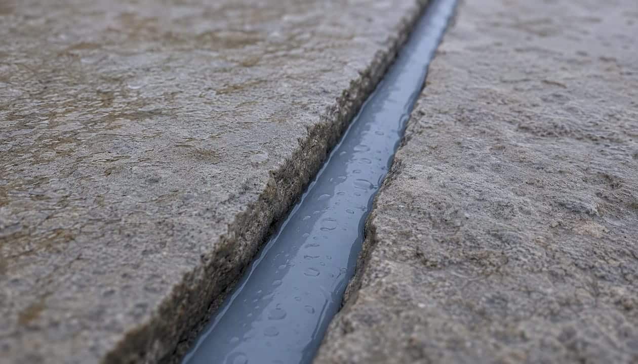 Close-up of polyurethane sealant in concrete joint