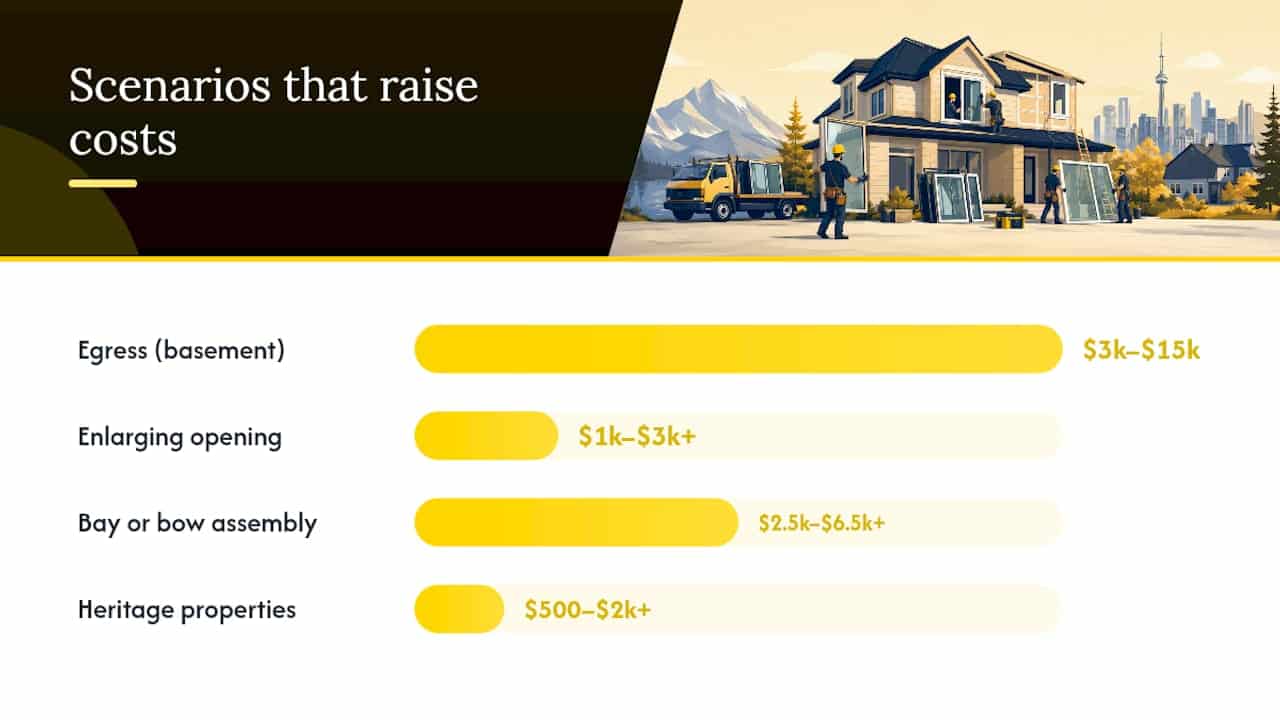 When do window projects get significantly more expensive? — overview diagram