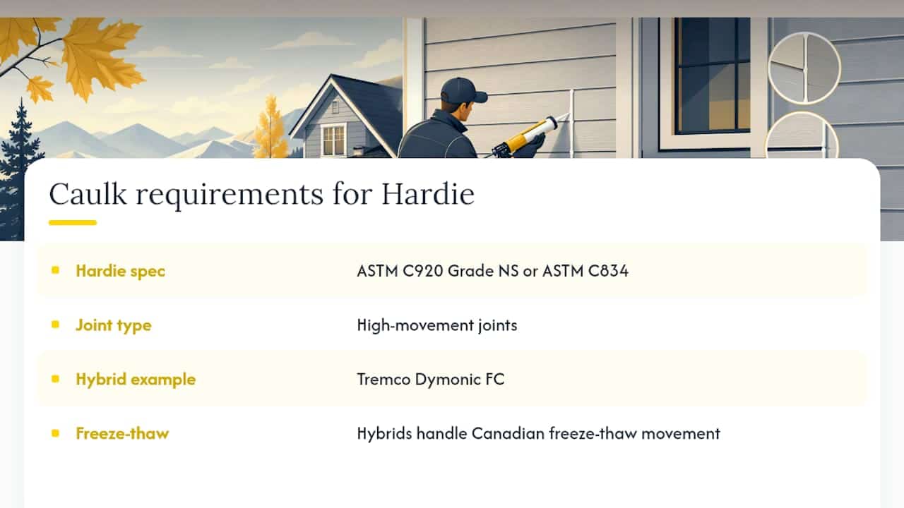 Comparison of ASTM sealant specifications for Hardie siding