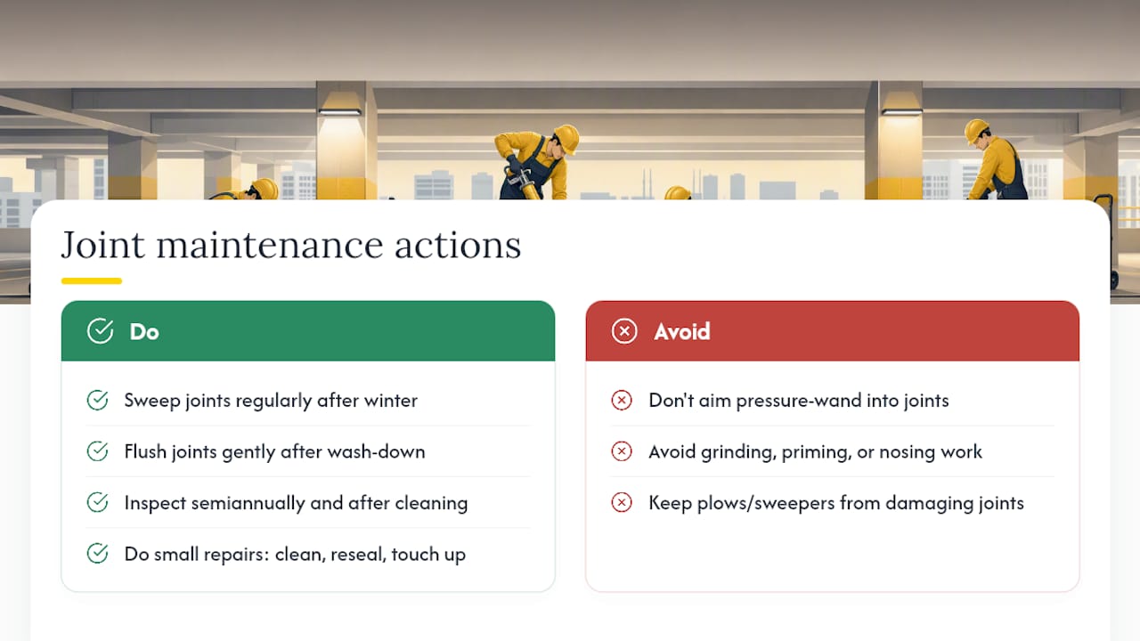 What maintenance keeps sealed joints performing between inspections? — overview diagram