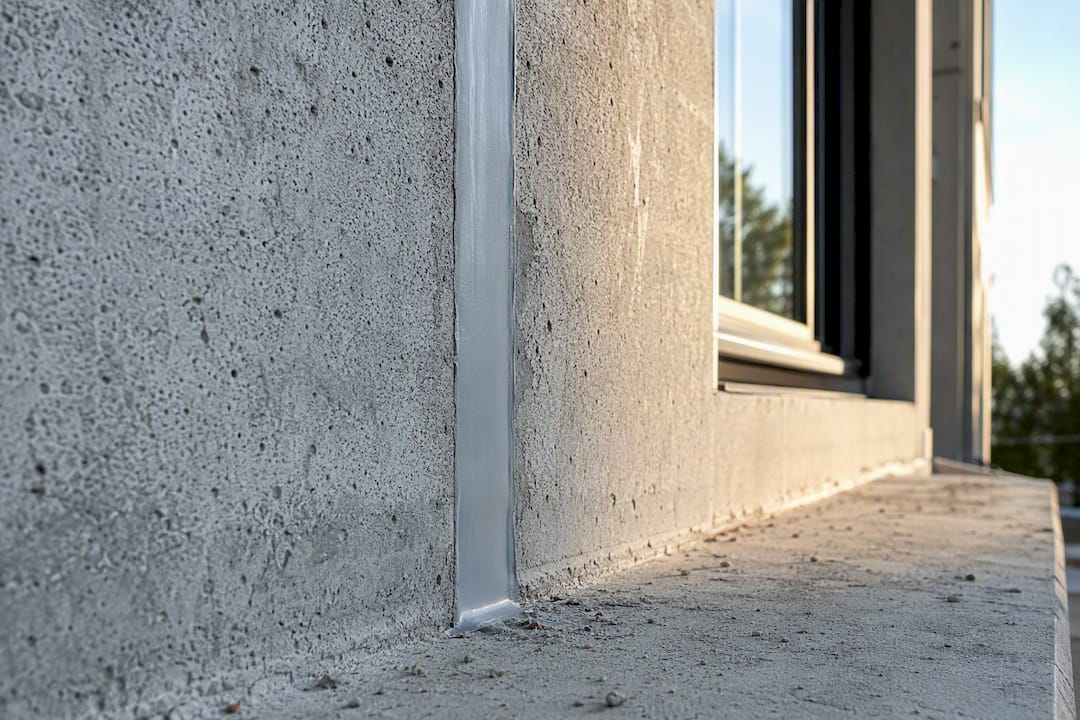 Concrete joint sealed with polyurethane sealant