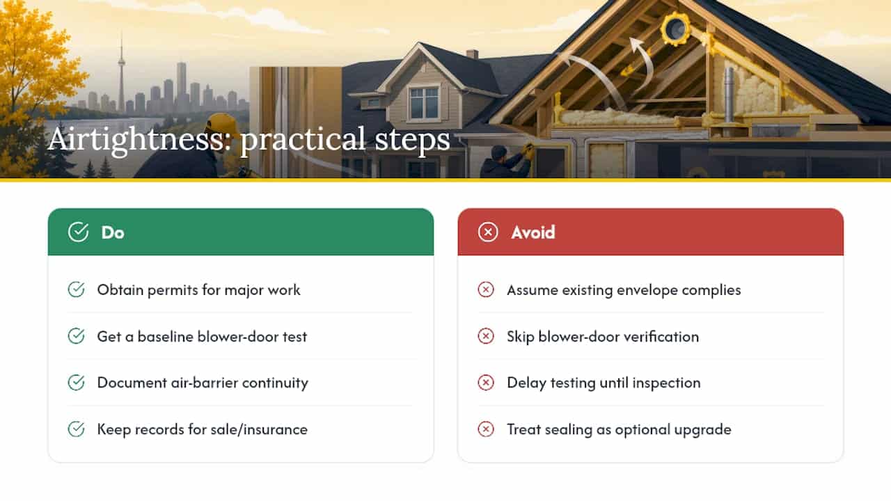 Building envelope sealing and code compliance — overview diagram