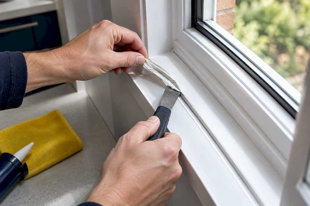Removing failed caulk from window joint