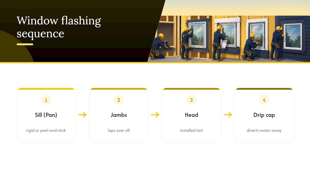 Three window flashing zones and sequence
