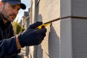 Measuring gap between fiber cement siding boards