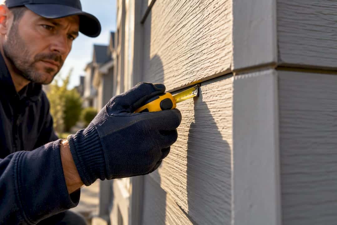 Measuring gap between fiber cement siding boards