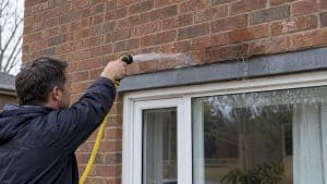 Hose testing a leaking window lintel