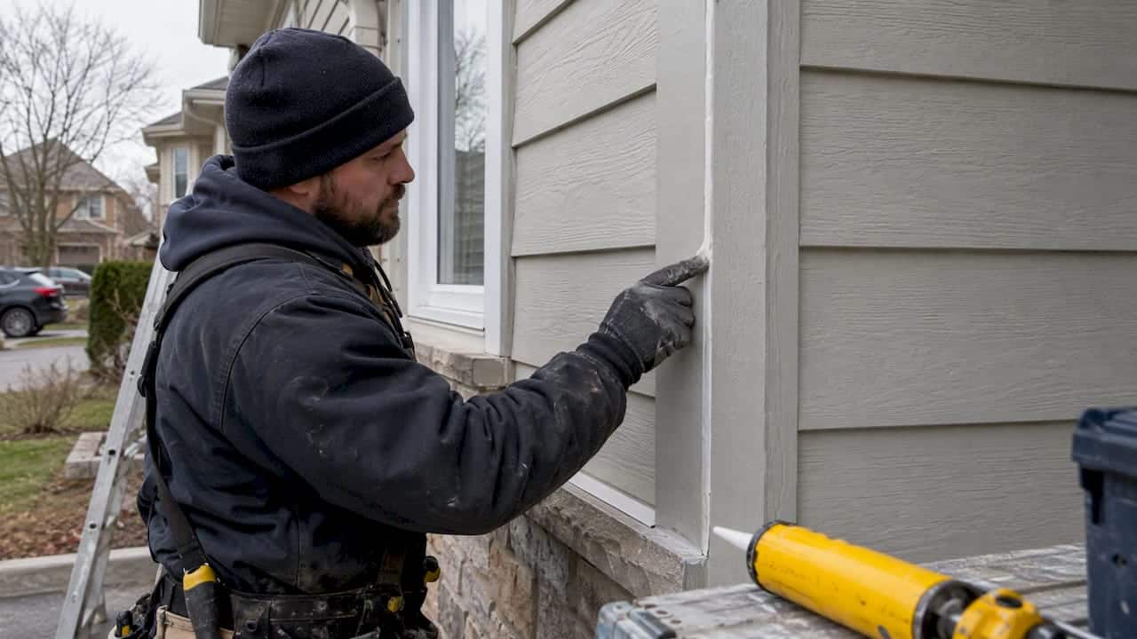 Properly caulked siding joint on Ontario home