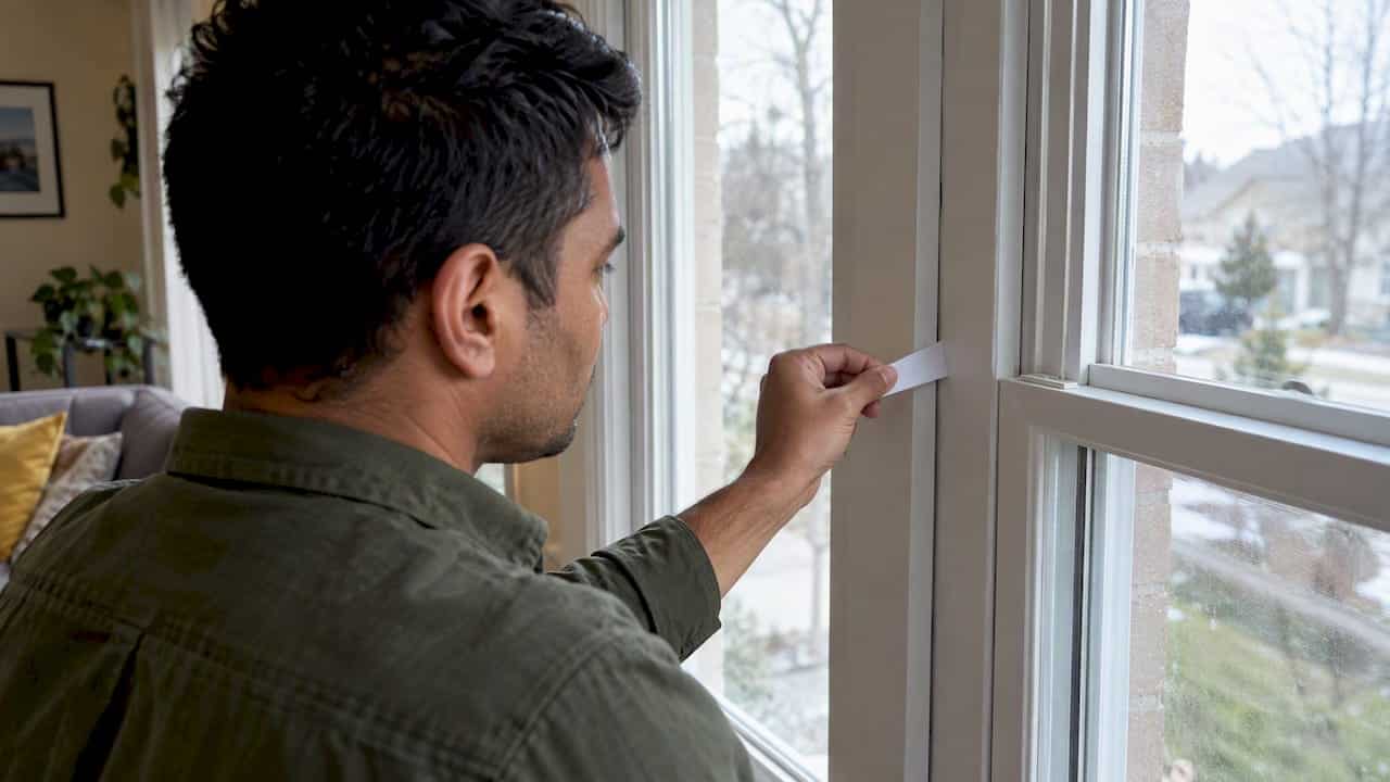 Paper strip tests a closed window sash
